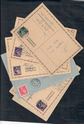1945 sestava celistvosti po 9.5. 1945 s známkami Protektorátu