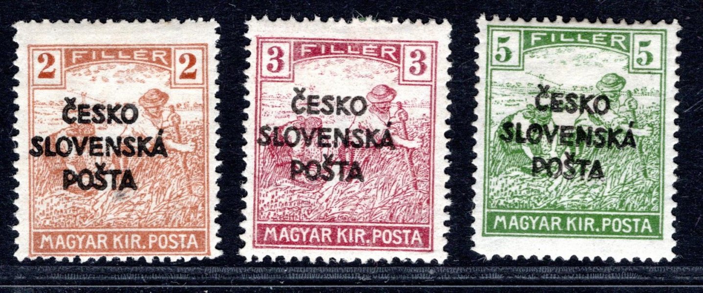 RV 137 + 138 + 140 ;Šrobárův přetisk  . 2 f + 3 f + 5 f 