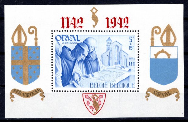 Belgie - 1942 Orval,  Mi. Bl. VI/II, privátní vydání, hledané