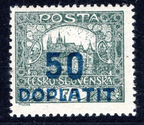 DL 19 D, doplatní 50/75 šedozelená,  zoubkování 11 1 /2 -  neúřední tzv. ministerská perforace