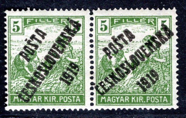 103 X , přetisk D, II typ, dvoupáska, 5 f zelená, zk. Vr