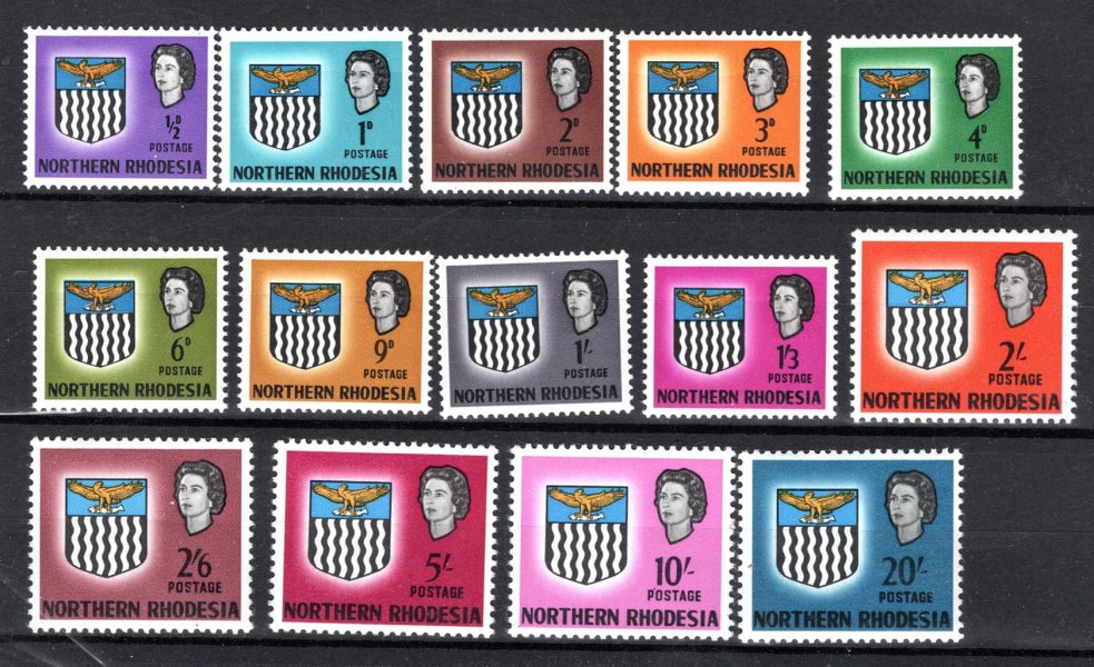 North Rhodesia - SG  75 - 88, Alžběta, hezká řada, kat 60,- Liber