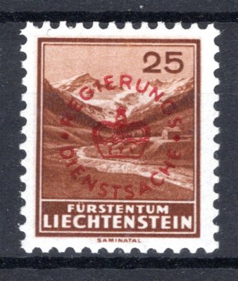 Liechtenstein - Mi. D 15 a, přetisk červený