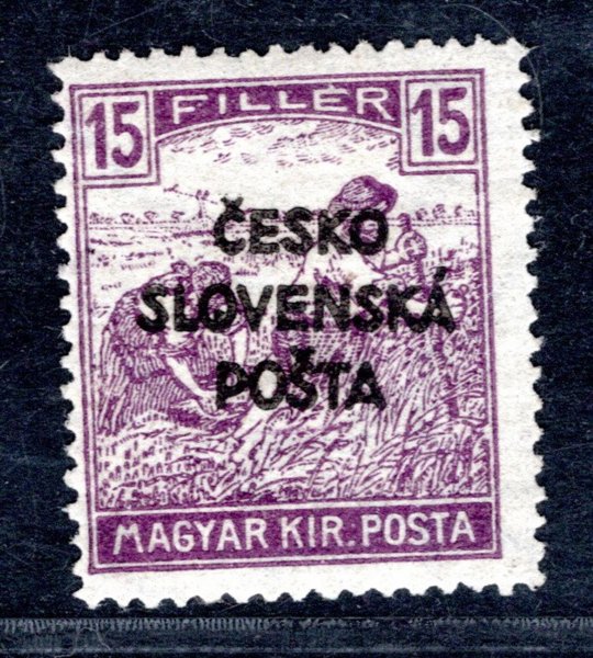 RV 142, Šrobárův přetisk, 15 f fialová