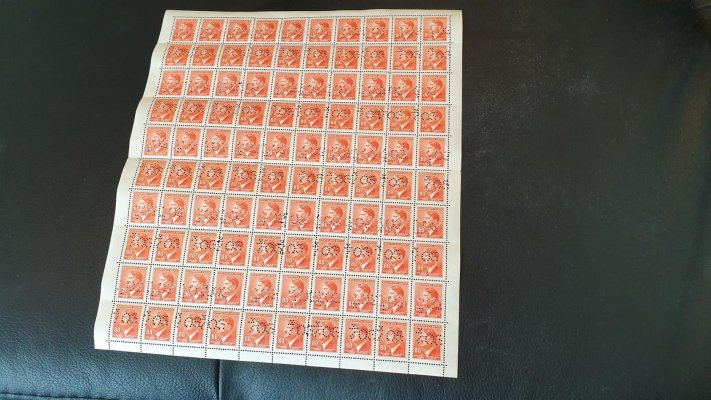 83, PA (100),A.H. 80 h oranžová s perfínem " ŽOS " !!!, na tenkém papíru, v této formě naprosto vyjímečné