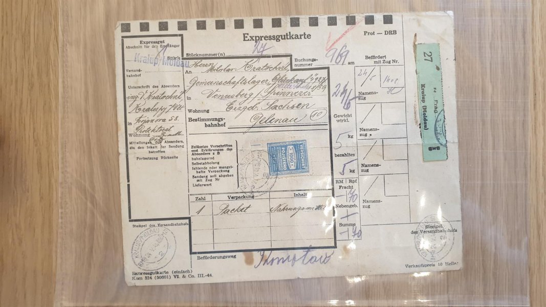 Expresní karta - přepravní list, nádherný a ojedinělý doklad druhů poštovní přepravy, velmi vzácné