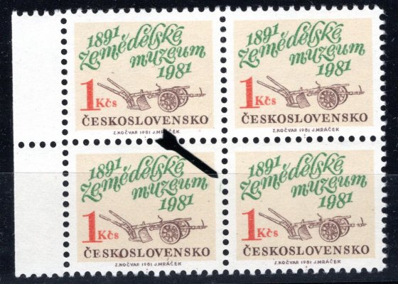 2488  zemědělské muzeum, DV 41/2 "zelená čárka v okraji", krajový 4 blok